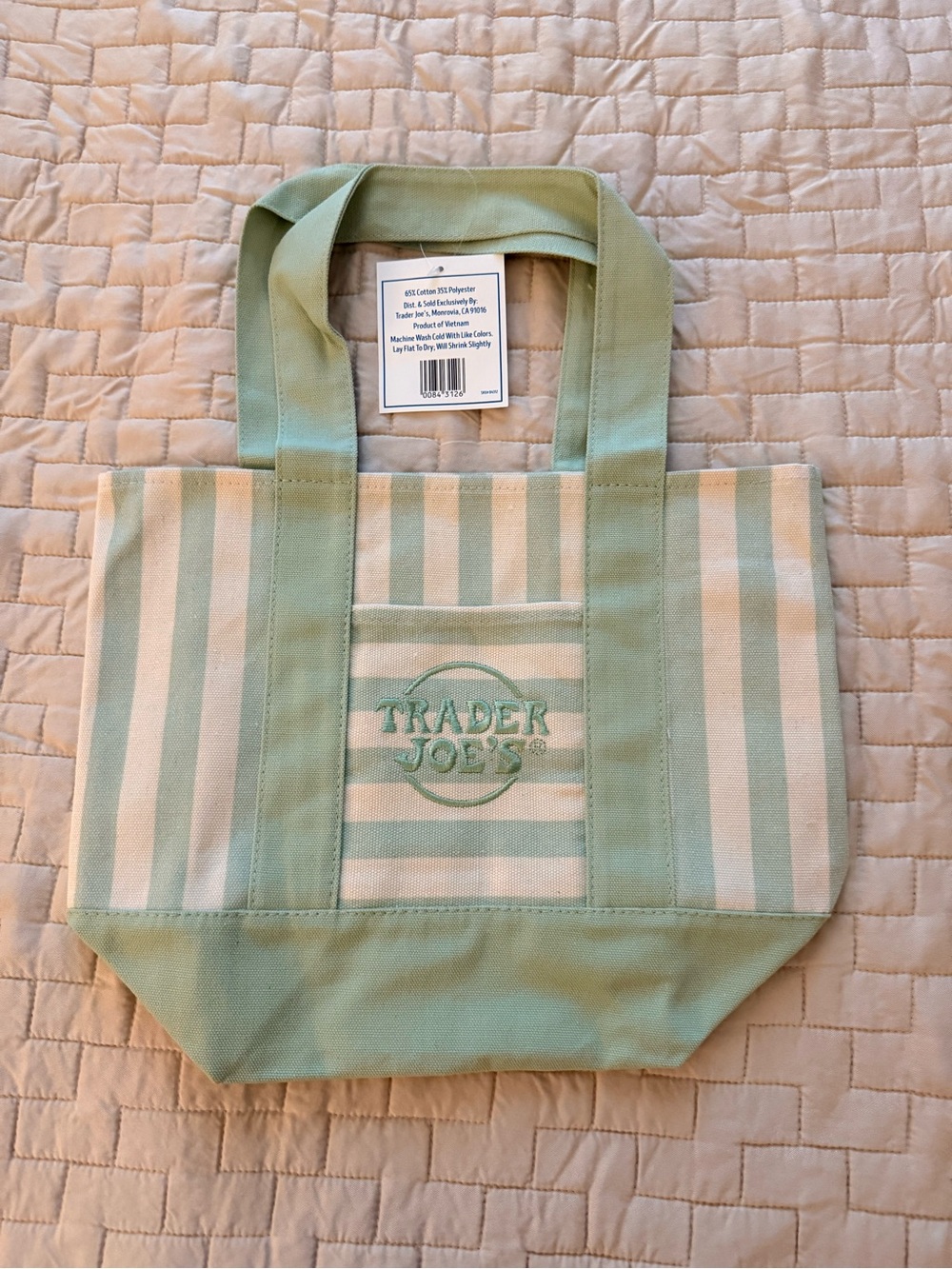 Trader Joe’s Mini Pastel Stripe Canvas Tote Bag Limited Edition Set Of 4 NEW - Picture 8 of 11